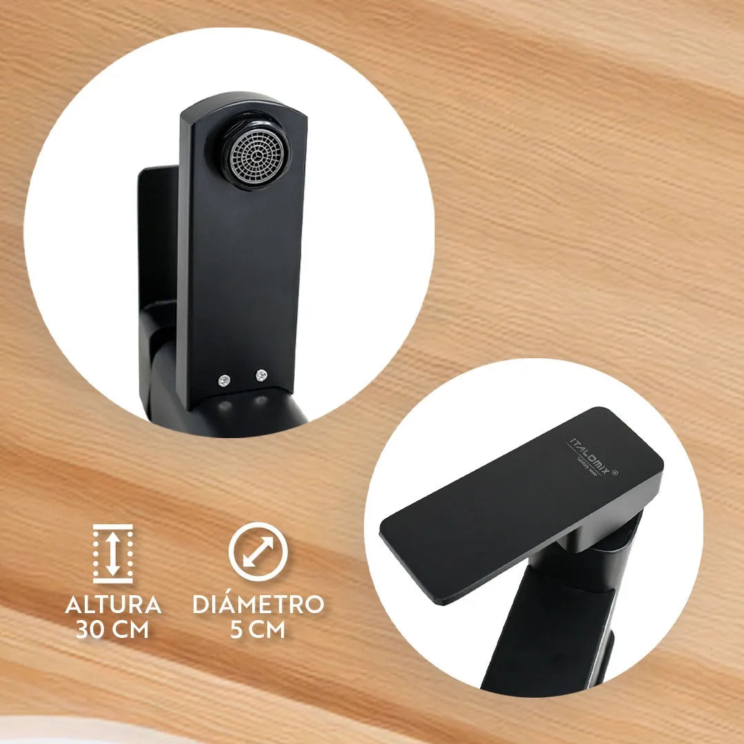 Canilla Griferia Alta De Lavatorio Negra 30 Cms