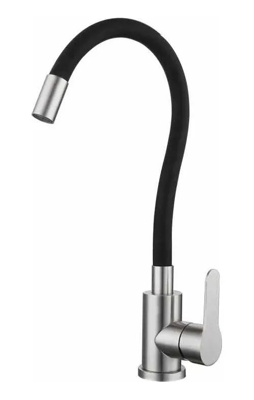 Monocomando Acero Inoxidable Canilla Cocina Pico Goma