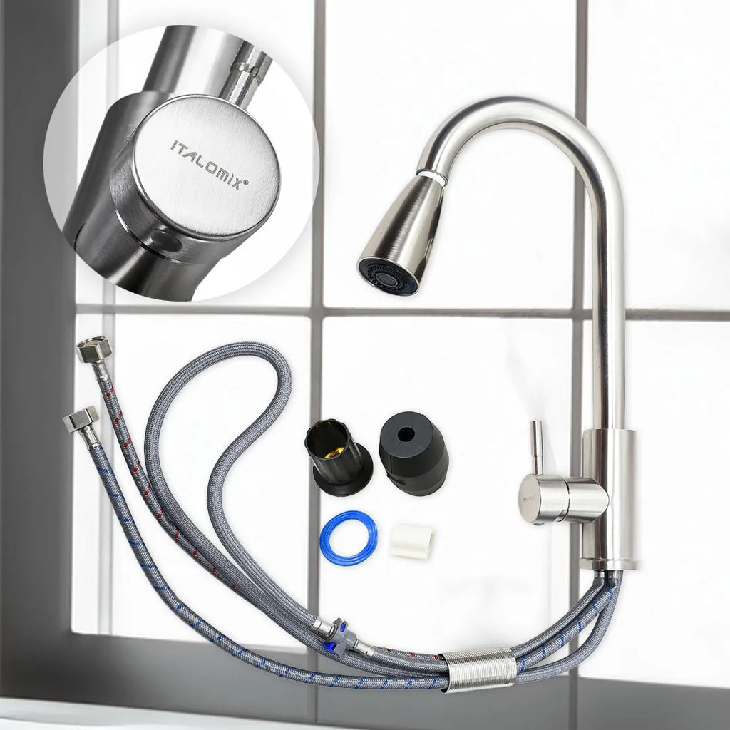 Griferia Extensible Cocina Satinada Mesada