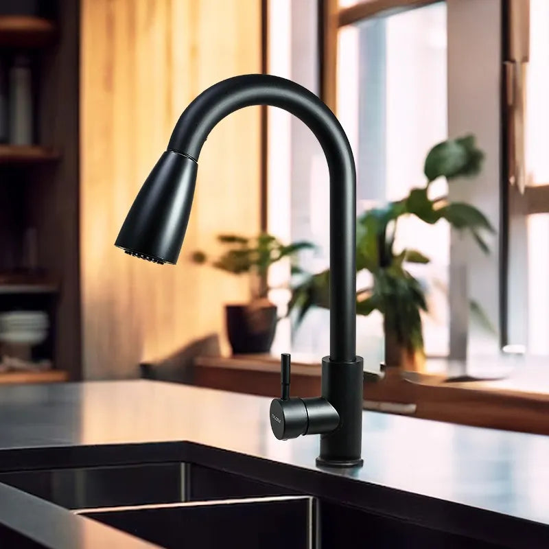 Grifería de Cocina Negra Flexible