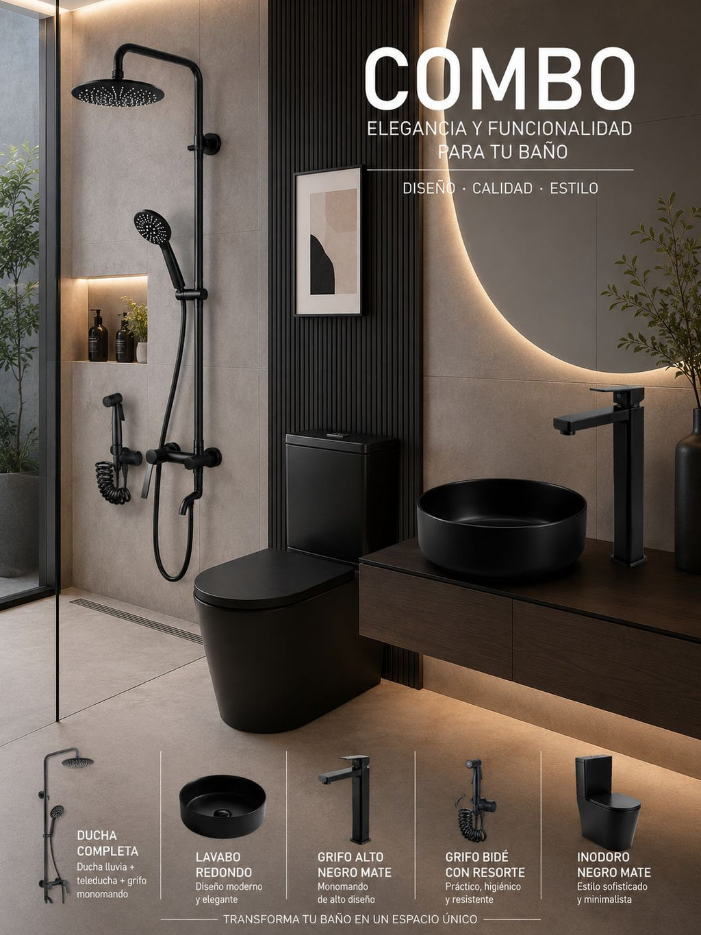COMBO BAÑO NEGRO