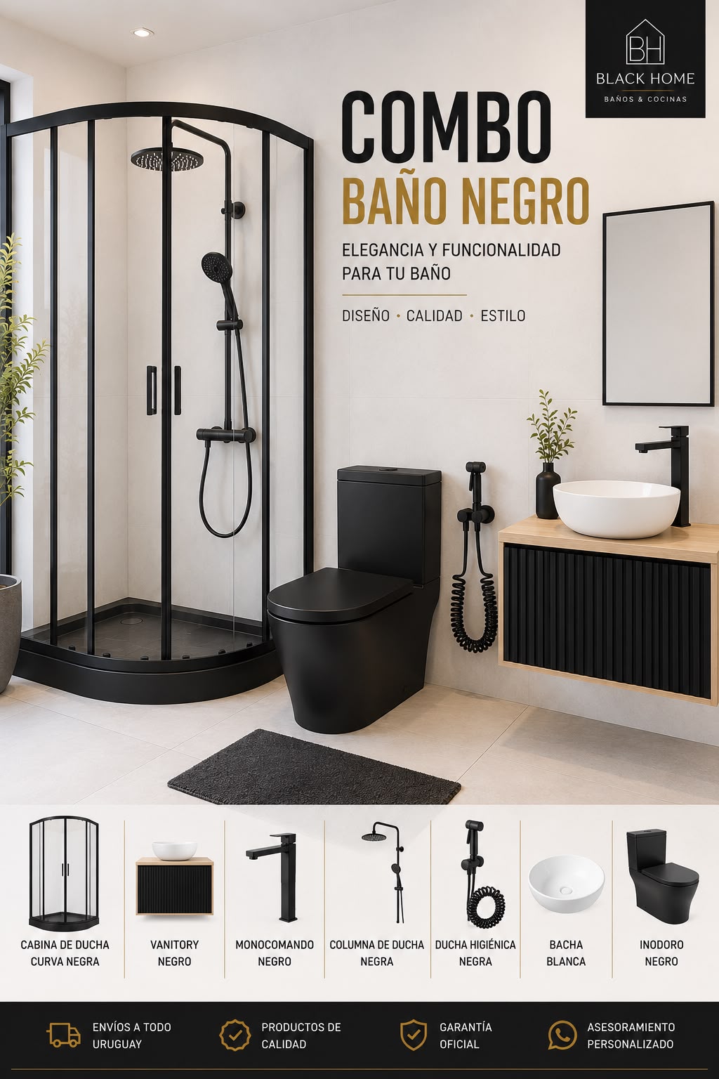 Combo Baño Completo Negro