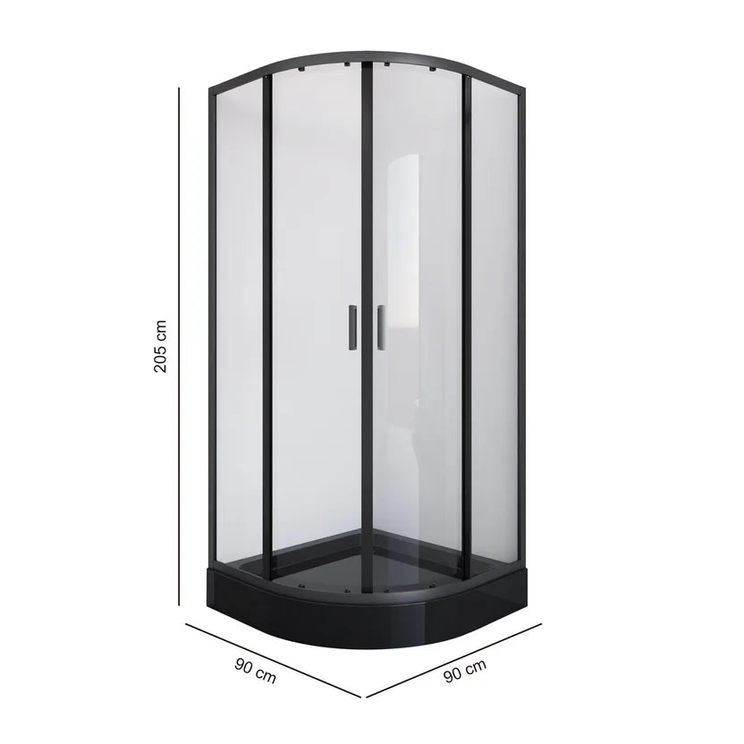 Cabina De Ducha Curva Negra 90x90 cm